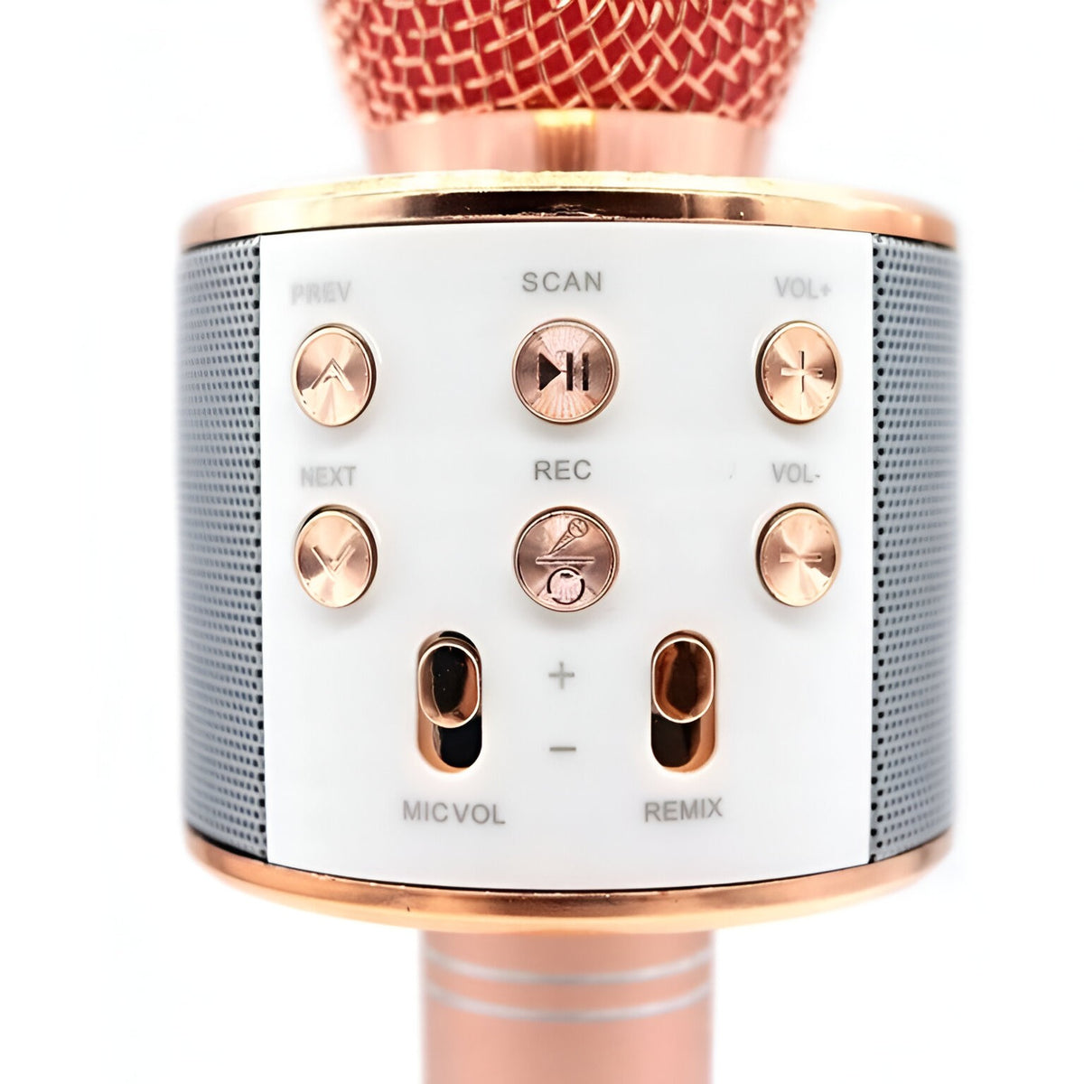 Microfon Karaoke Wireless, Bluetooth cu Boxa Incorporata, Sistem Portabil 3 in 1 cu Inregistrare si Modulator Voce, Acumulator Reincarcabil, Compatibil Smartphone, Rose Gold