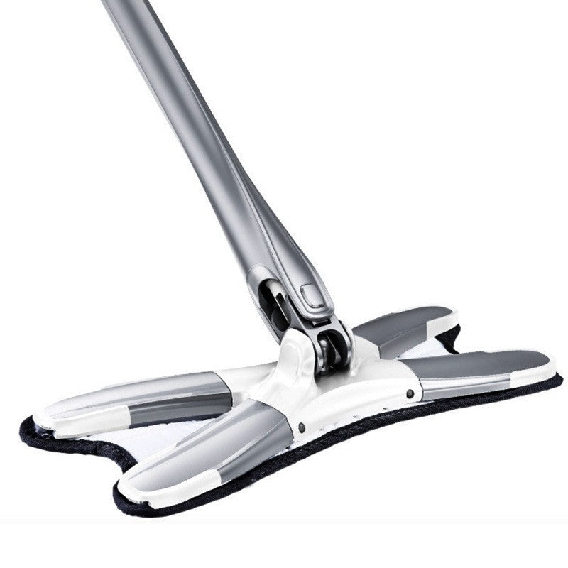 Mop Plat cu Sistem de Stoarcere, Cap Rotativ 360 Grade, Maner Telescopic 140 cm din Otel Inoxidabil, 2 Lavete Microfibra Incluse, 37x15 cm, Argintiu