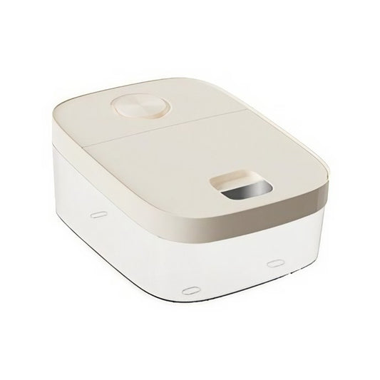 Cutie de Depozitare Alimente cu Dozator si Filtru, Recipient Sigilat pentru Produse Vrac, Plastic Rezistent la Umiditate, Capacitate 6 kg, 37 x 26 x 14.5 cm, Alb