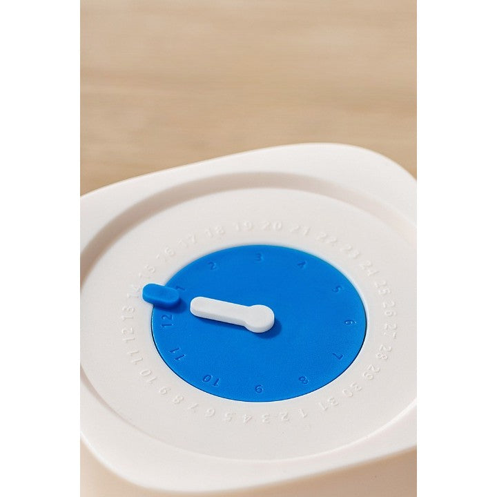 Borcan Depozitare Alimente cu Capac Ermetic, Busola pentru Urmarirea Datei si Etansare Silicon, Sticla Transparenta, 1000 mL, 10x10x15.5 cm, Alb