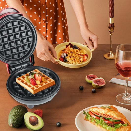 Mini Aparat De Vafe, Plita Electrica Multifunctionala Cu Suprafata Antiaderenta, Incalzire Rapida Pe Doua Fete, ABS Si Metal, 18x14.5x9.3 cm, Rosu