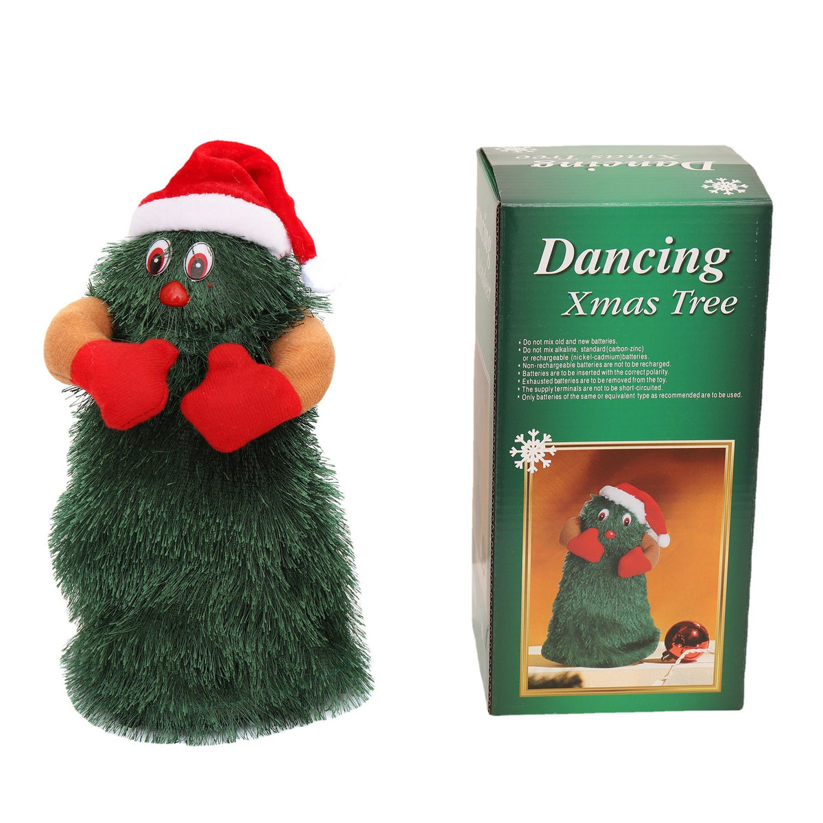 Bradut De Craciun Interactiv, Jucarie Muzicala Care Danseaza Si Canta, Decoratiune De Sarbatori Din Material Textil, 16 cm, Verde