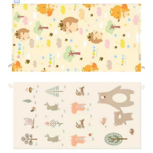 Covoras de Joaca pentru Copii Termic, Pliabil cu 2 Fete, Model Arici si Ursuleti, Spuma XPE Impermeabila si Antiderapanta, Protectie Impact, Multicolor, 200 x 180 x 1 cm