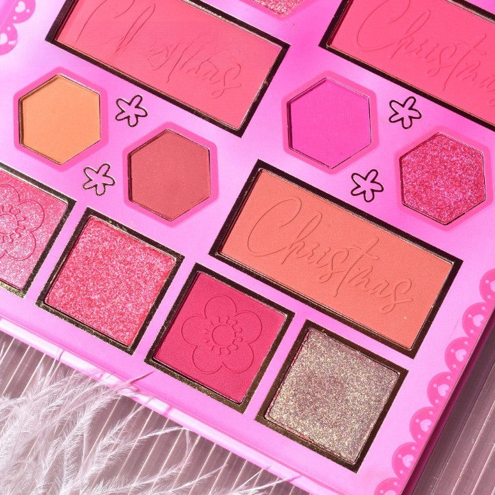 Kevin & Coco Paleta Machiaj Pink Girl, Fard de Pleoape si Blush cu Pigment Intens, Material Non-Toxic si Cruelty Free, 20 Culori, Roz
