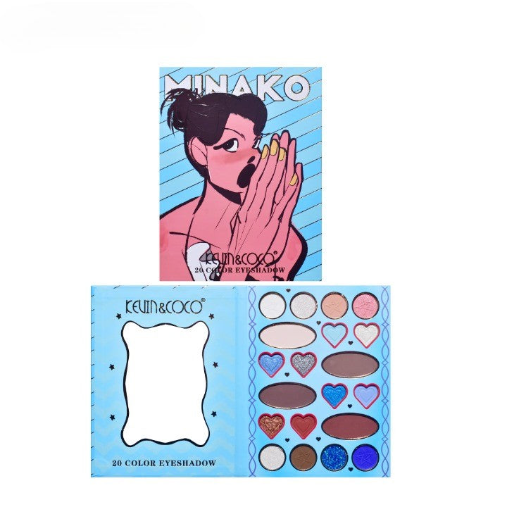 Kevin&Coco Paleta de Machiaj Blue Girl, Fard de Pleoape si Blush, 20 Culori, Albastru