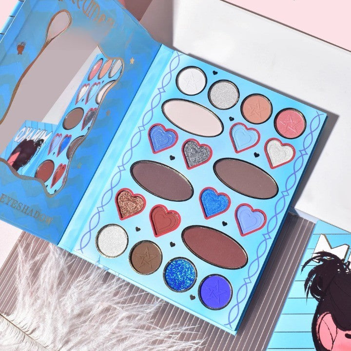 Kevin&Coco Paleta de Machiaj Blue Girl, Fard de Pleoape si Blush, 20 Culori, Albastru