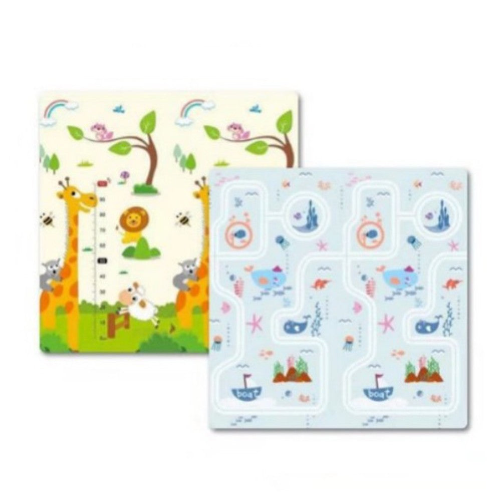 Covoras de Joaca pentru Copii, Termoizolant cu 2 Fete, Spuma XPE Impermeabila si Antiderapanta, Model Girafe si Calatorie pe Mare, 200 x 180 x 1 cm