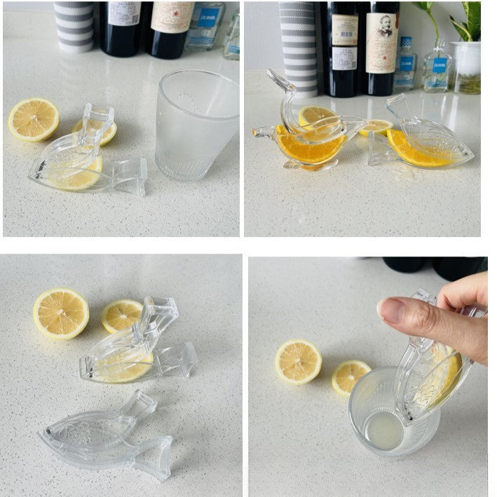 Storcător Manual De Citrice Și Lămâi, Design Ergonomic În Formă De Pește, Acril Transparent, 12x5.2 cm, 1 Bucată