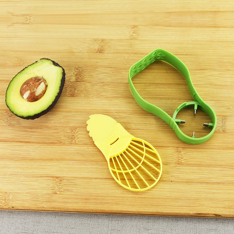 Set Multifuncțional 5în1 pentru Avocado, Dispozitiv de Tăiat, Curățat, Feliat și Recipient de Depozitare Etanș pentru Frigider, Plastic Alimentar, 14x4x7 cm, Verde