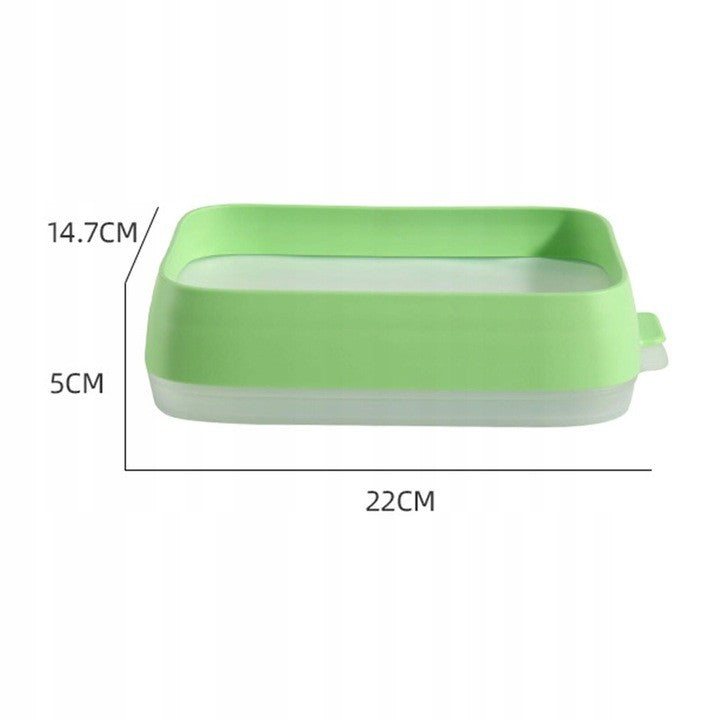 Recipient de Depozitare Alimente, Etans si Reutilizabil, Silicon Alimentar, Rezistent la Microunde si Congelator, 22x14.7x5 cm, Verde