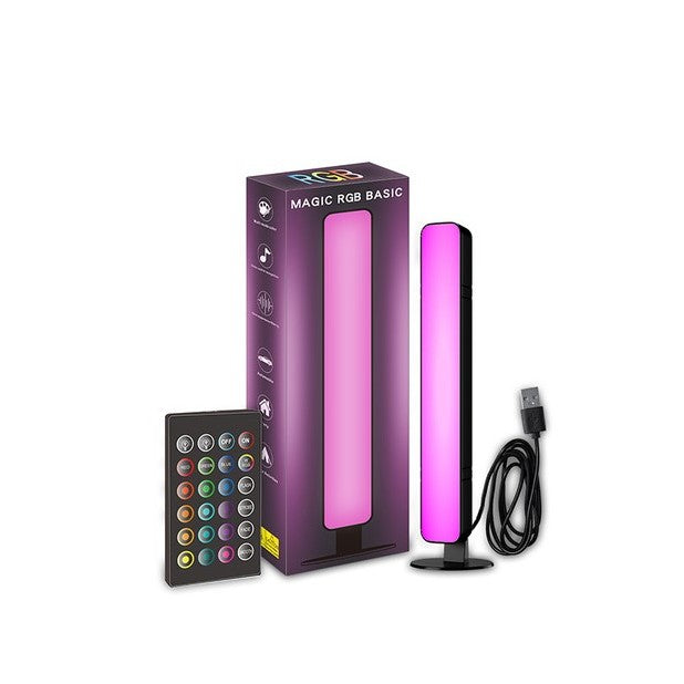 Lampa de Birou LED RGB, Control Telecomanda IR 24 Taste, Sincronizare Muzica, ABS si PC, Alimentare USB 5V, Negru, 25.5x4x3.5 cm