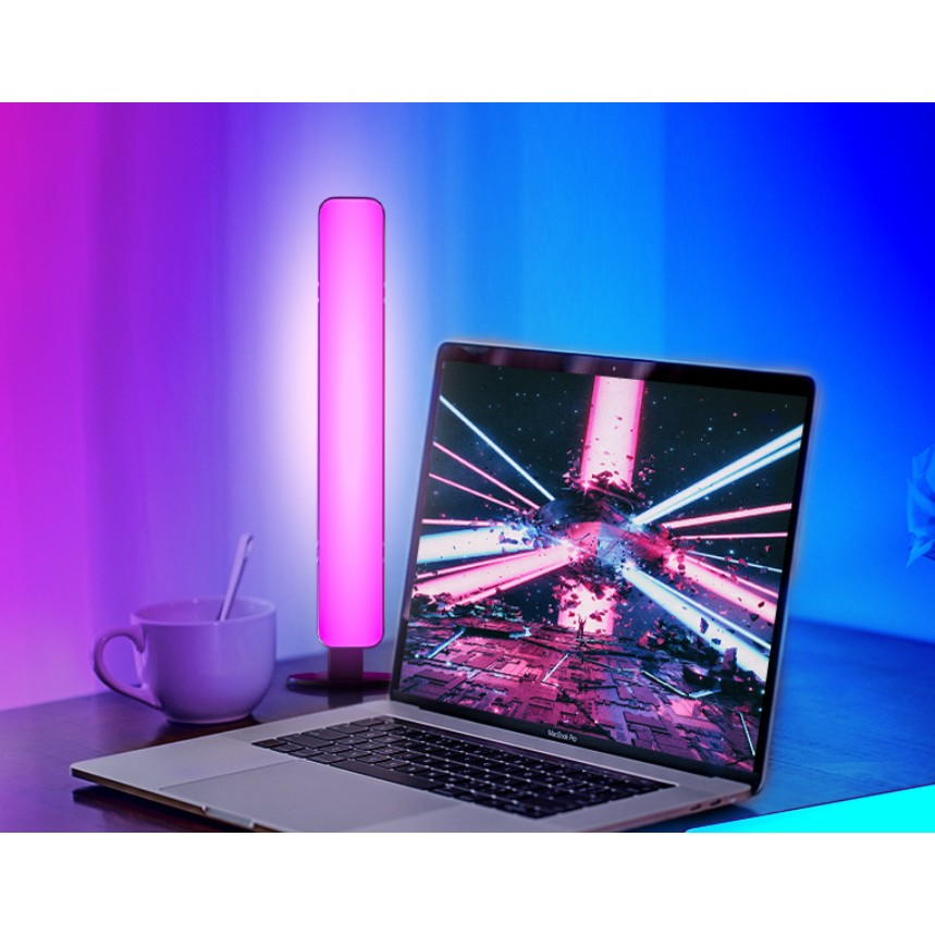 Lampa de Birou LED RGB, Control Telecomanda IR 24 Taste, Sincronizare Muzica, ABS si PC, Alimentare USB 5V, Negru, 25.5x4x3.5 cm