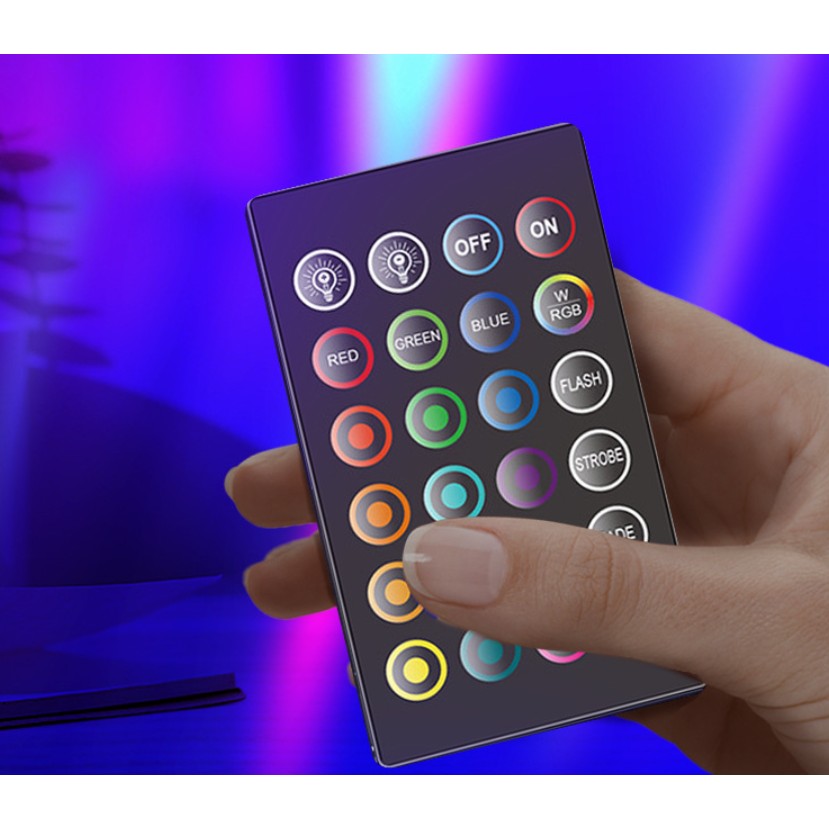 Lampa de Birou LED RGB, Control Telecomanda IR 24 Taste, Sincronizare Muzica, ABS si PC, Alimentare USB 5V, Negru, 25.5x4x3.5 cm