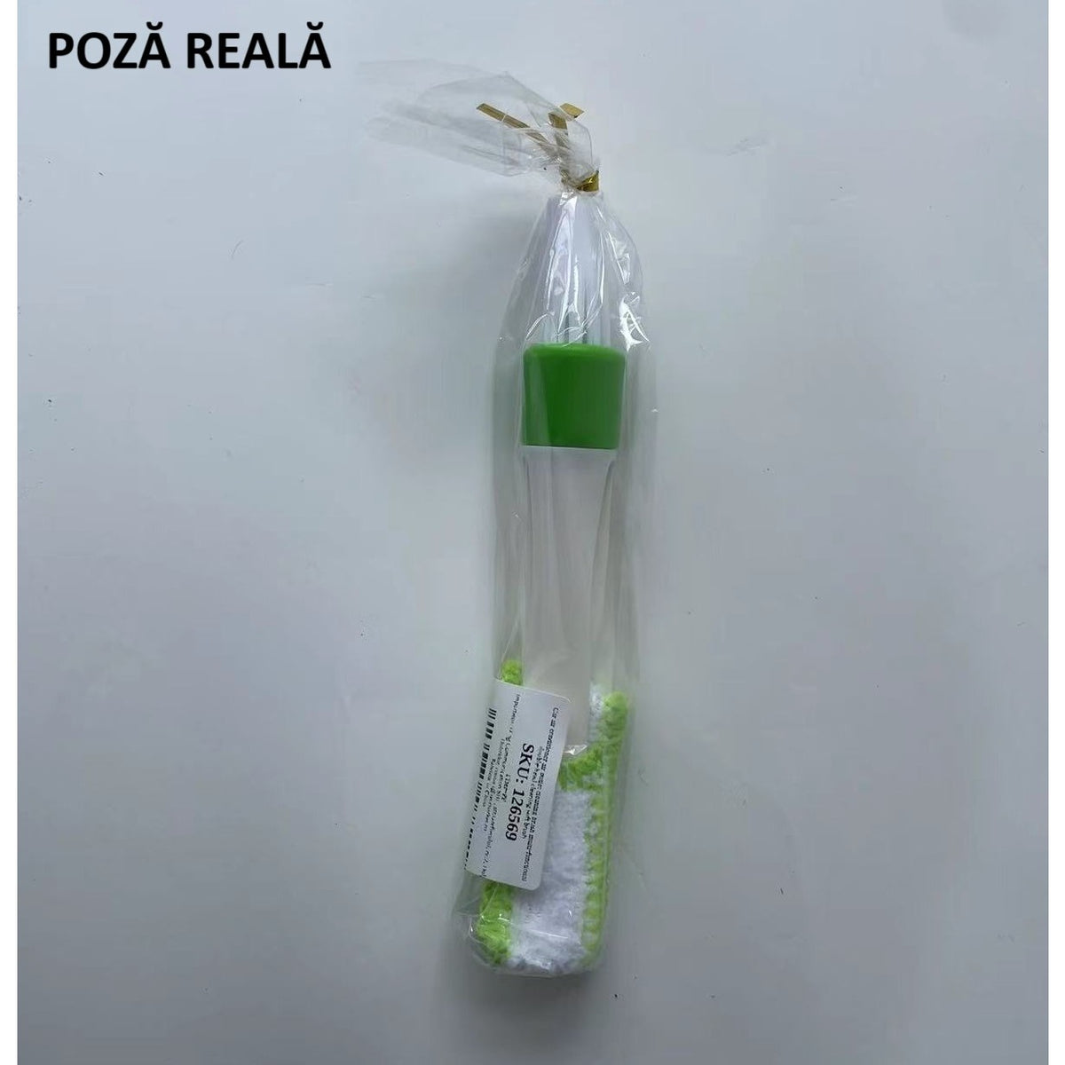 Korbi Perie Curatare Grila Ventilatie Auto, Doua Capete cu Microfibra Detasabila si Peri Nailon, Plastic, Alb-Verde, 16.5cm