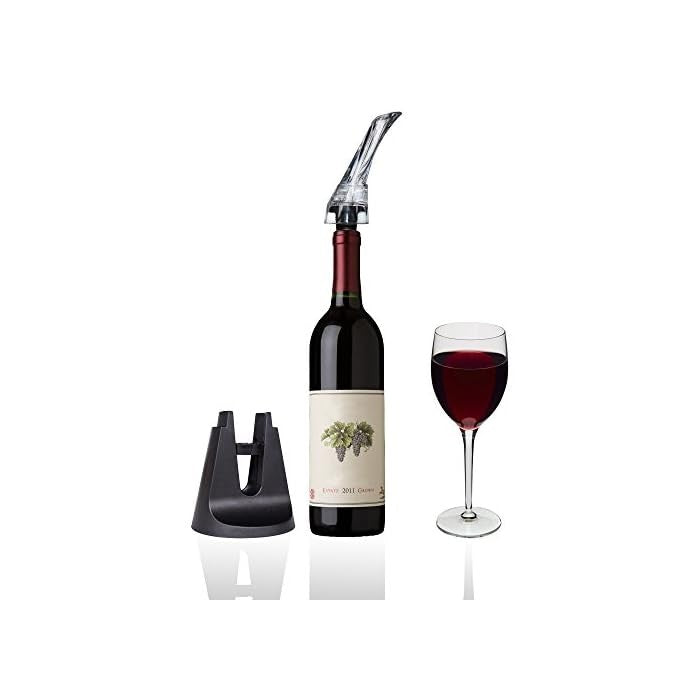Aerator si Turnator de Vin 2in1, Decantor Instant cu Sistem de Aerare, Dispozitiv Anti-Picurare Fara Scurgere, Acril si Silicon, 18x10x8 cm, Negru