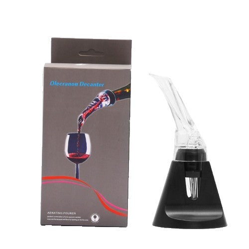 Aerator si Turnator de Vin 2in1, Decantor Instant cu Sistem de Aerare, Dispozitiv Anti-Picurare Fara Scurgere, Acril si Silicon, 18x10x8 cm, Negru