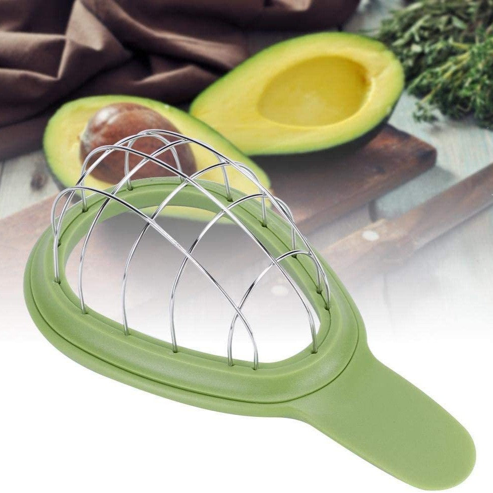 Feliator Avocado pentru Taiere in Cuburi, Dispozitiv Multifunctional cu Design Ergonomic, Otel Inoxidabil si ABS, 16x8x5 cm, Verde