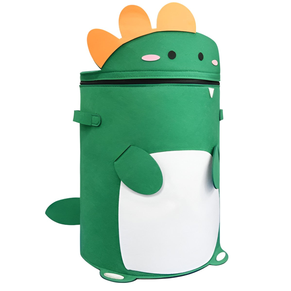 Cutie Depozitare Jucarii si Lego 2in1 cu Covor de Joaca, Sac Impermeabil cu Manere si Sfori, Poliester, Inaltime 40cm, Diametru 150cm, Model Dinozaur, Verde