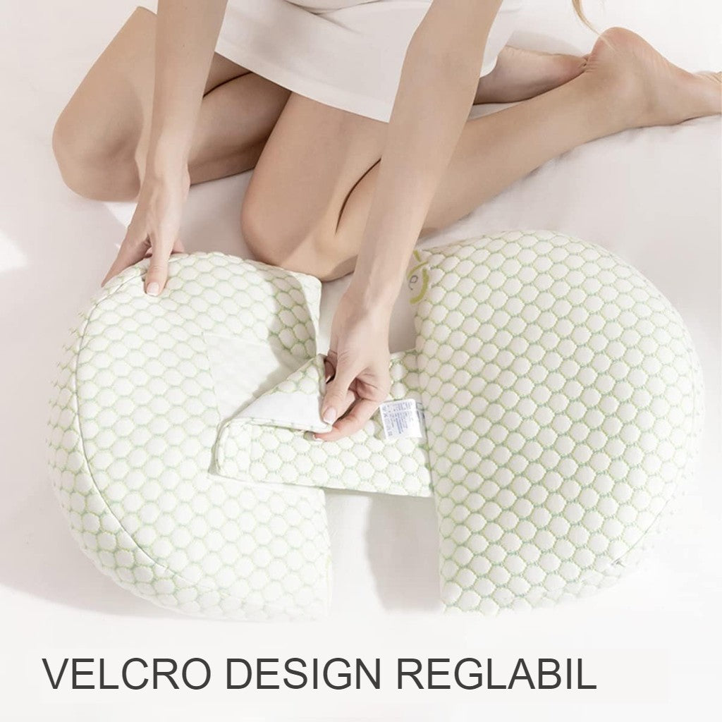 Proactive, Perna Gravide si Alaptare, Design Multifunctional Forma H si U, Latime Ajustabila si Fermoar Reglabil, Husa Detasabila Lavabila, Bumbac si Poliester, Verde
