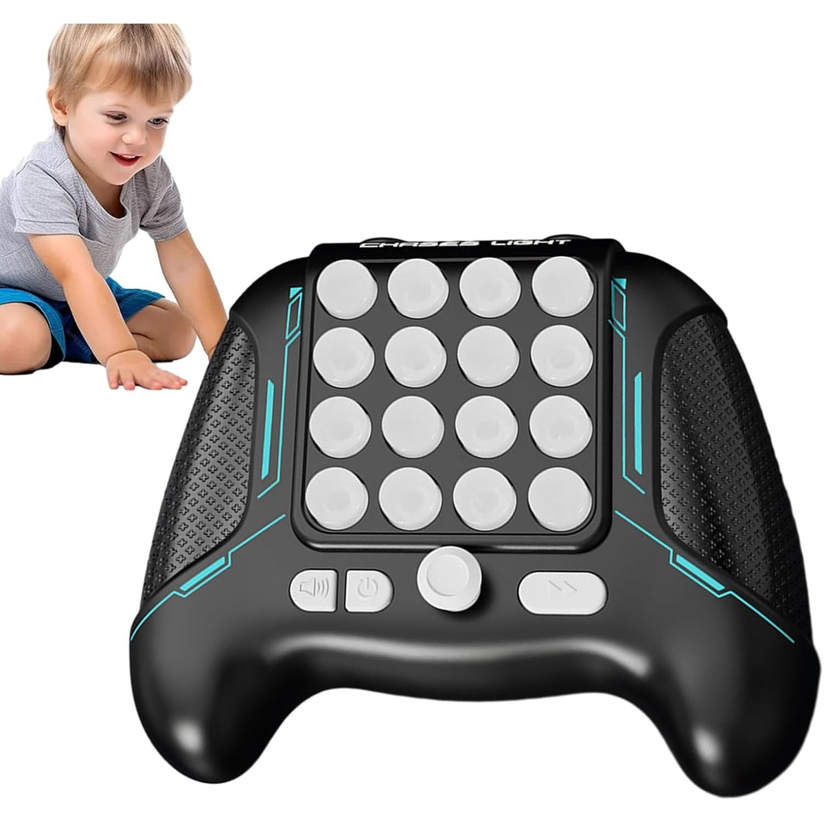 Jucarie Interactiva Pop It Tip Consola, Joc Anti-Stres cu 5 Moduri de Joc, Senzor de Viteza si Memorie, ABS si Silicon, 3 Ani+, Negru