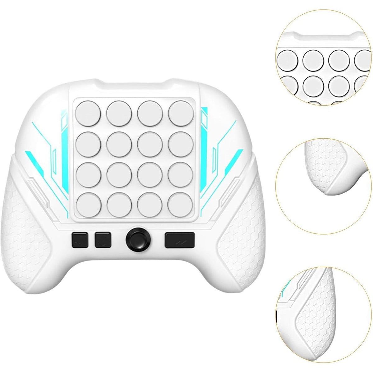 Jucarie Interactiva Pop It, Consola Joc Anti-Stres cu 5 Moduri de Joc, Sunete si Lumini LED, Material ABS si Silicon, Design Controller, Alb, +3 Ani