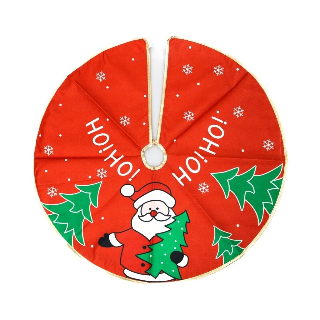Covoras pentru Brad de Craciun, Model Festiv Mos Craciun si Bradul, Material Textil Durabil, Protectie Podea, Multicolor, Diametru 90 cm