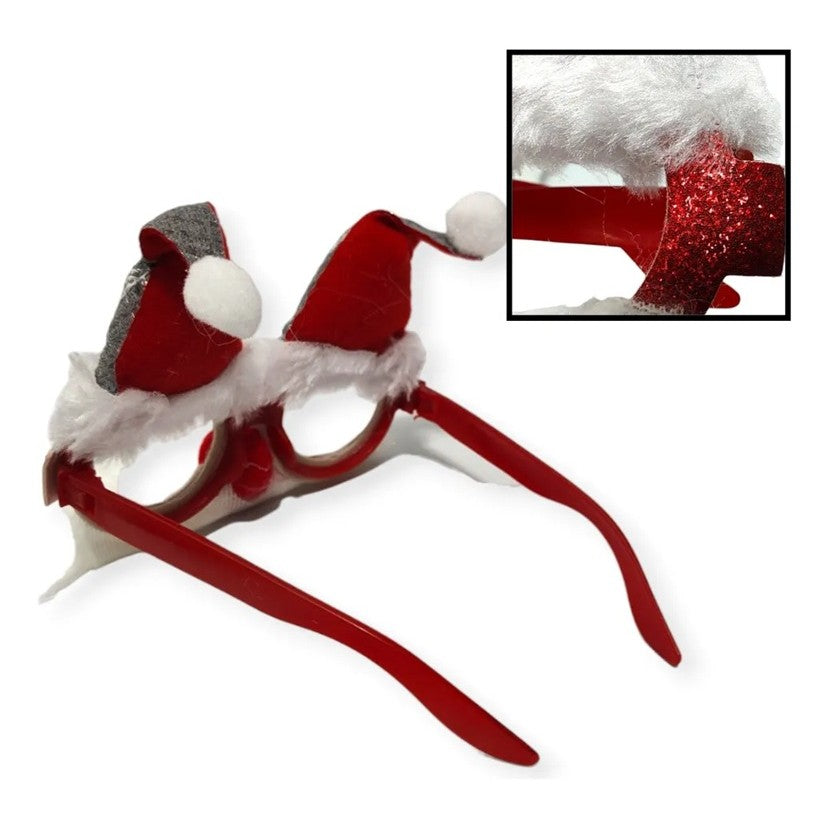 Ochelari de Craciun cu Nas si Barba, Accesoriu Party Model Mos Craciun, Plastic si Textil, 24x14 cm, Rosu si Alb