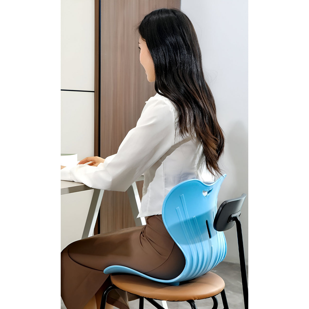 Suport pentru Scaun Corectarea Posturii, Spatar Ergonomic pentru Birou si Auto, Material Respirabil cu Burete Memorie, 32x29x28 cm, Marime S, Verde