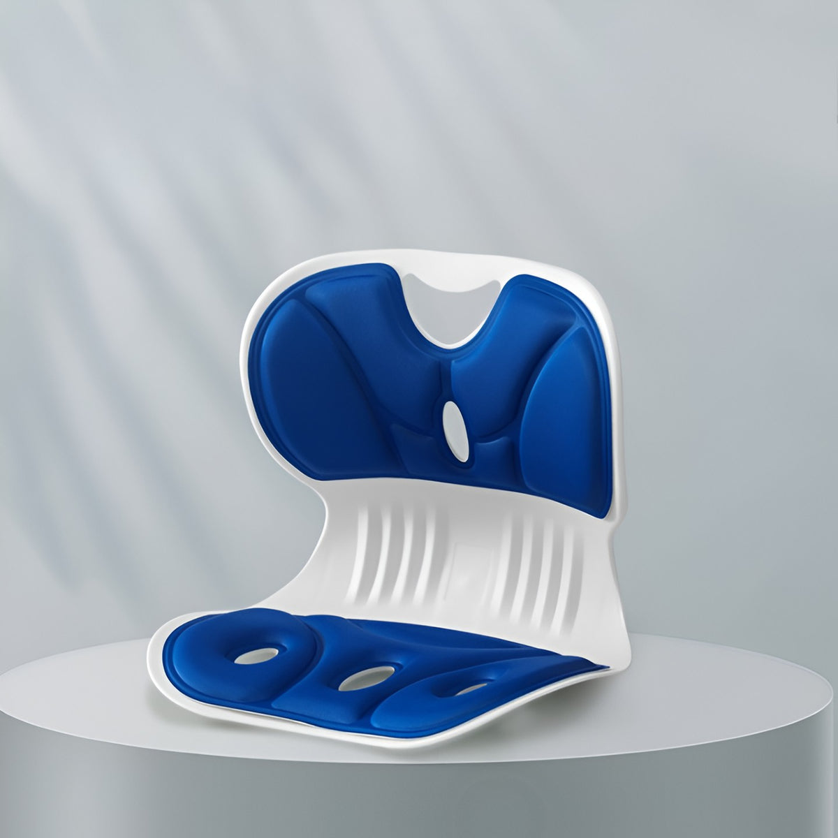 Suport Scaun pentru Corectarea Posturii, Spătar Ergonomic Portabil pentru Ameliorarea Durerii de Spate, Polipropilenă și Spumă cu Memorie, 32x29x28 cm, Mărime S, Albastru