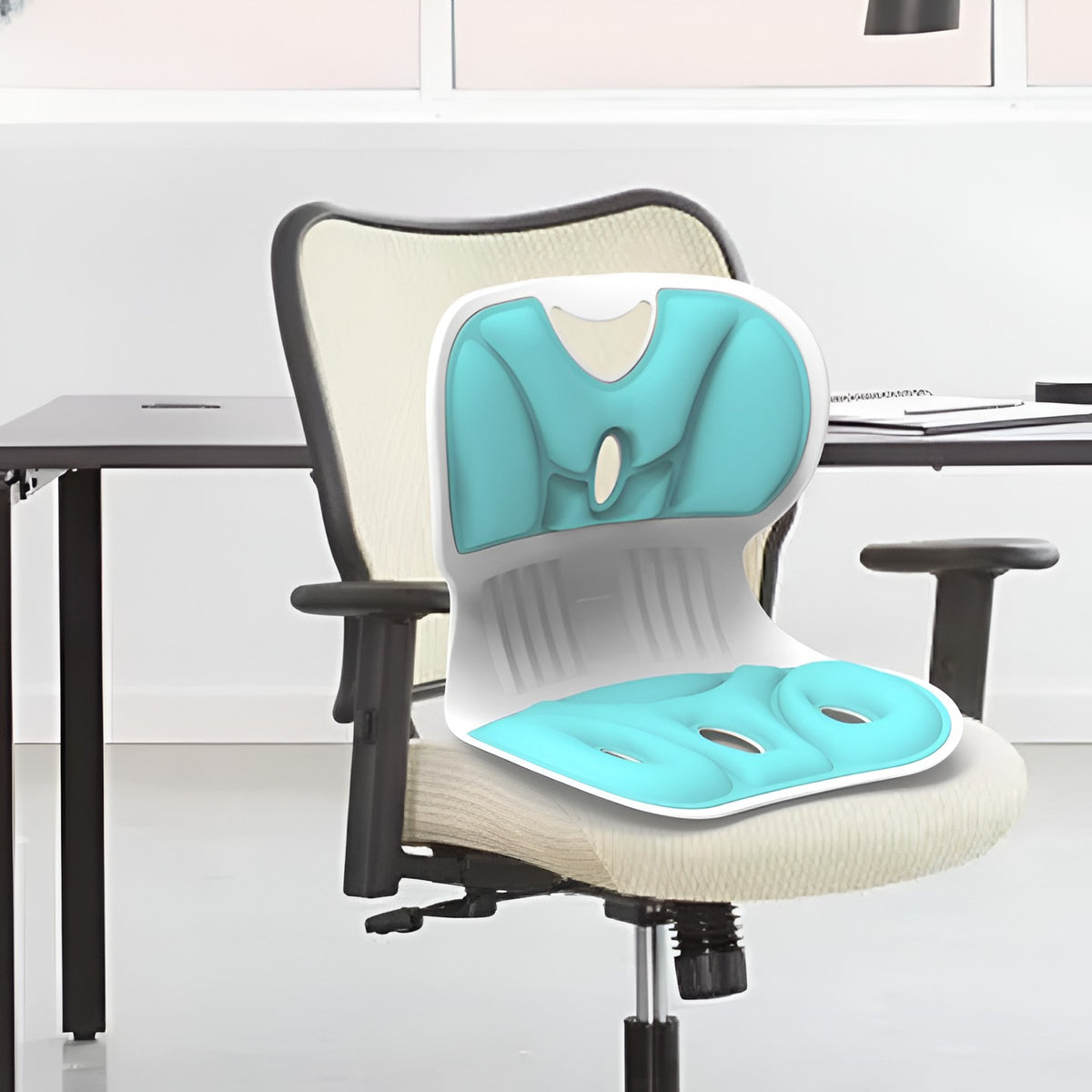 Suport pentru Scaun Corectare Postura, Spatar Ergonomic Portabil pentru Coloana si Talie, Design Respirabil cu Spuma cu Memorie, 36x34x33 cm, Marime L, Verde