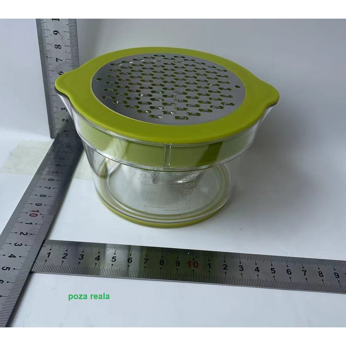 Storcător De Fructe Manual 2 În 1, Răzătoare Și Separator De Ouă, Cană Gradată 400 ml, Plastic, 14.8 x 8 x 13 cm, Verde