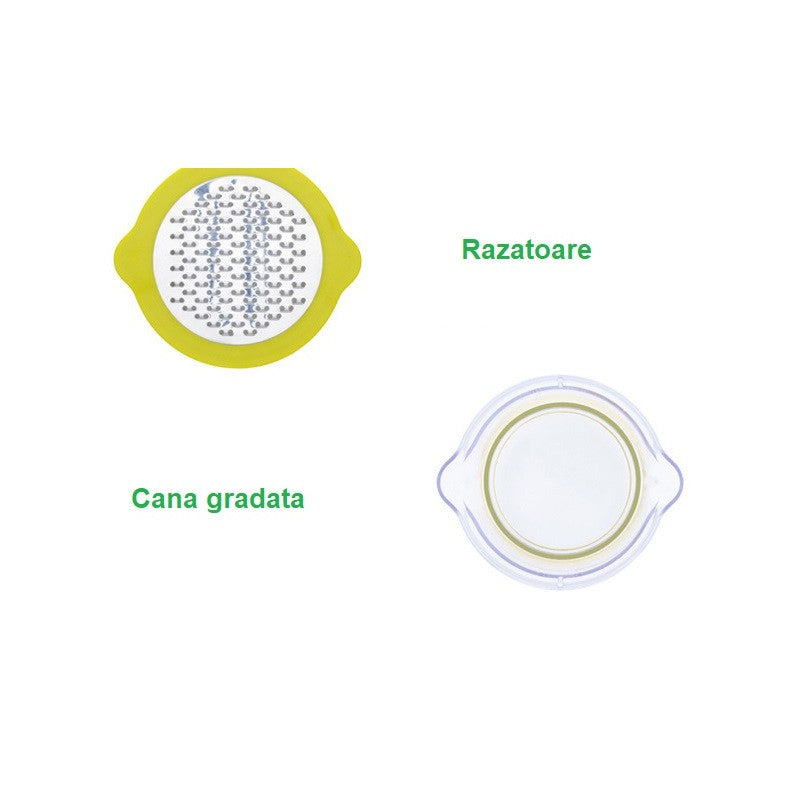 Storcător De Fructe Manual 2 În 1, Răzătoare Și Separator De Ouă, Cană Gradată 400 ml, Plastic, 14.8 x 8 x 13 cm, Verde