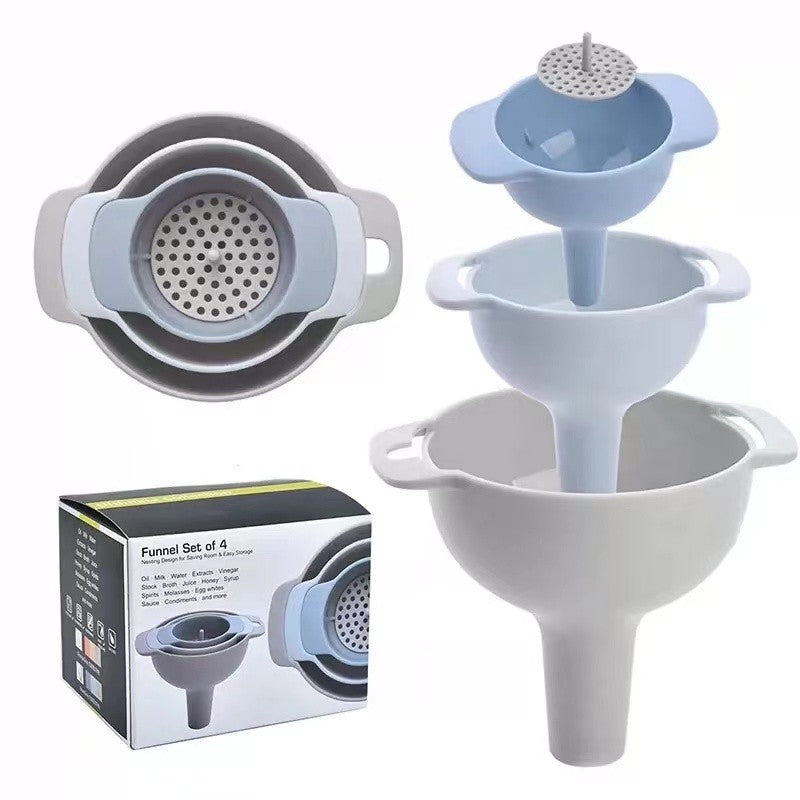 Set de Palnii Multifunctionale pentru Bucatarie, Filtru Detasabil Inclus, Plastic Alimentar, 4 in 1, 11 x 10 cm, Albastru
