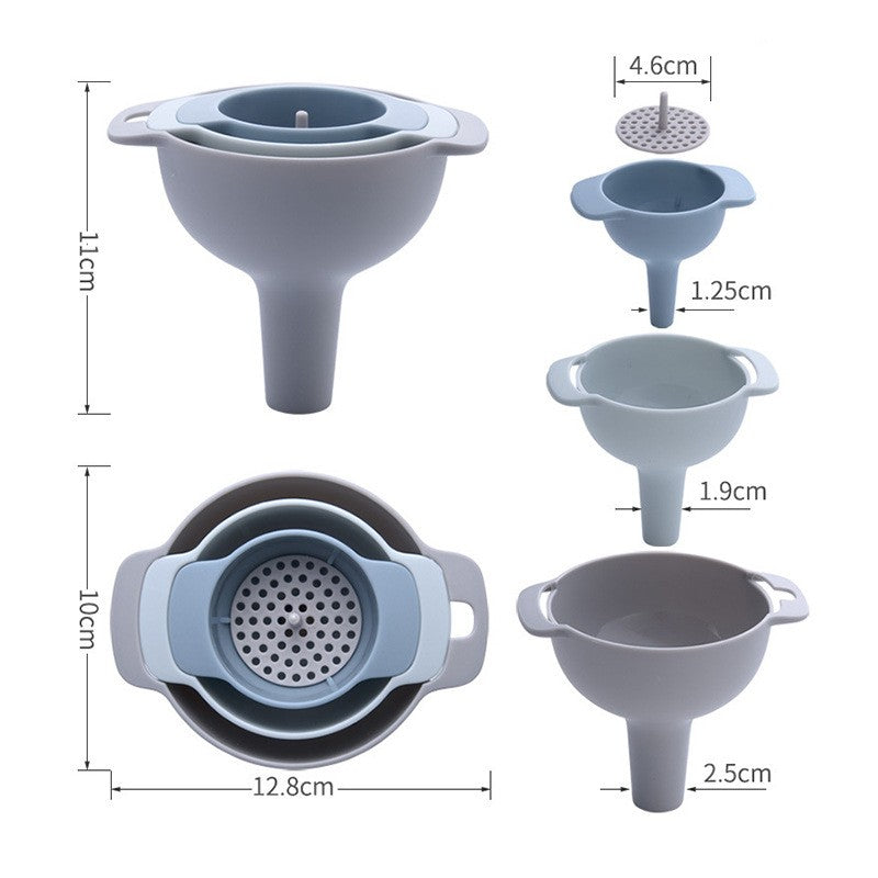 Set de Palnii Multifunctionale pentru Bucatarie, Filtru Detasabil Inclus, Plastic Alimentar, 4 in 1, 11 x 10 cm, Albastru