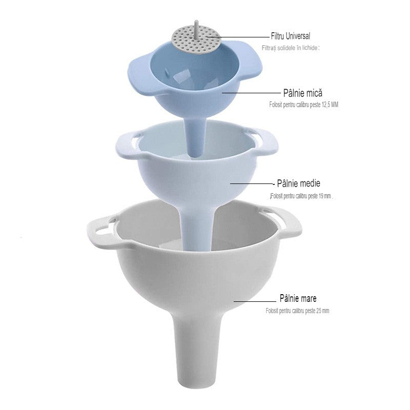 Set de Palnii Multifunctionale pentru Bucatarie, Filtru Detasabil Inclus, Plastic Alimentar, 4 in 1, 11 x 10 cm, Albastru
