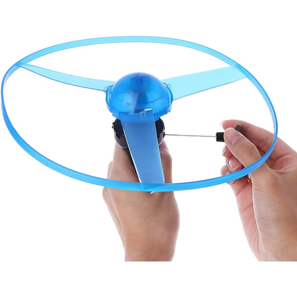 Jucarie Disc Zburator cu Lumini LED, Aruncator Manual pentru Copii, Activitati in Aer Liber, Material Plastic Rezistent, Albastru