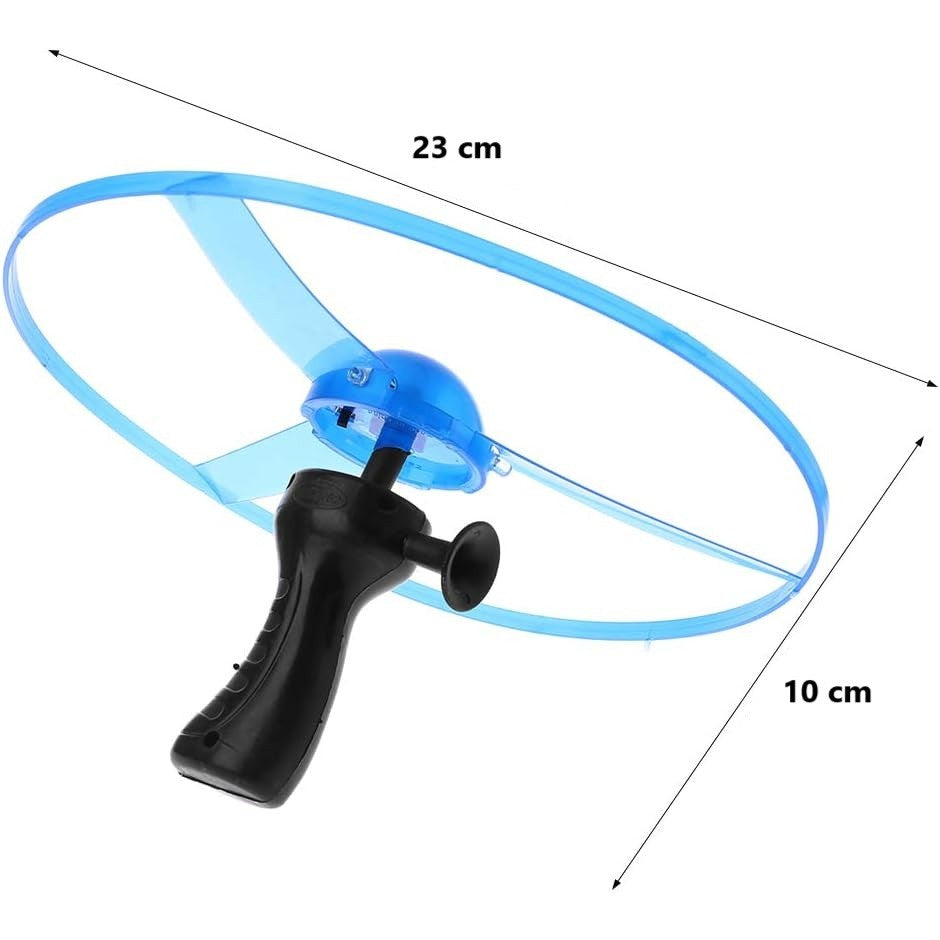Jucarie Disc Zburator cu Lumini LED, Aruncator Manual pentru Copii, Activitati in Aer Liber, Material Plastic Rezistent, Albastru