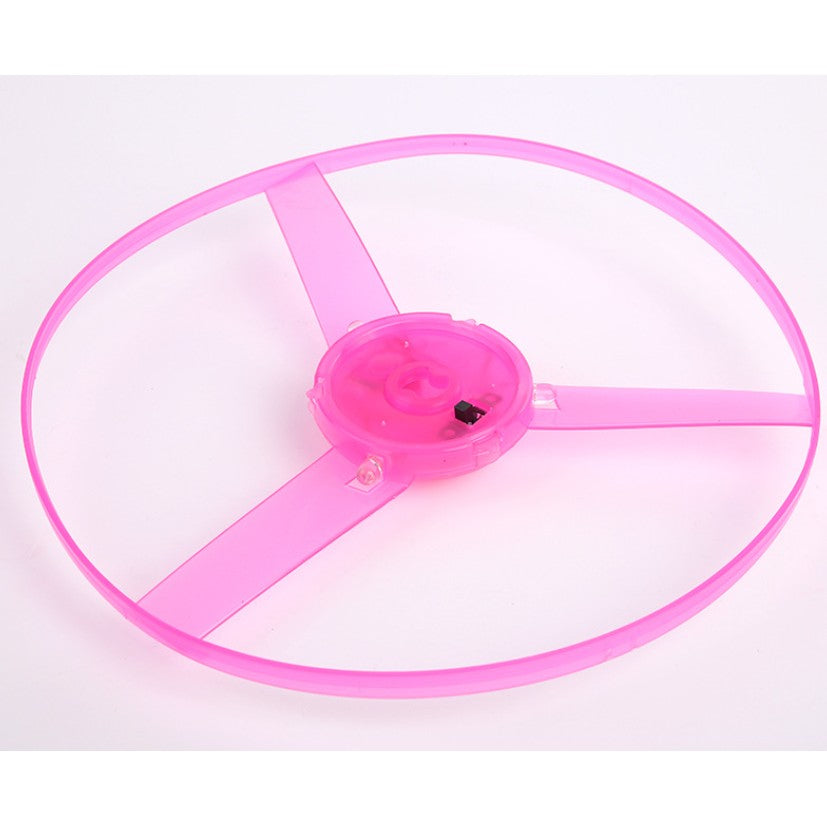Jucarie Disc Zburator cu Lumini LED, Aruncator Manual pentru Copii, Activitati in Aer Liber, Plastic Durabil, Roz