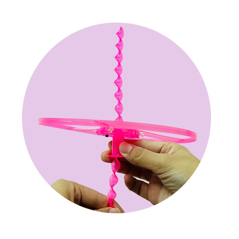 Jucarie Disc Zburator cu Lumini LED, Aruncator Manual pentru Copii, Activitati in Aer Liber, Plastic Durabil, Roz