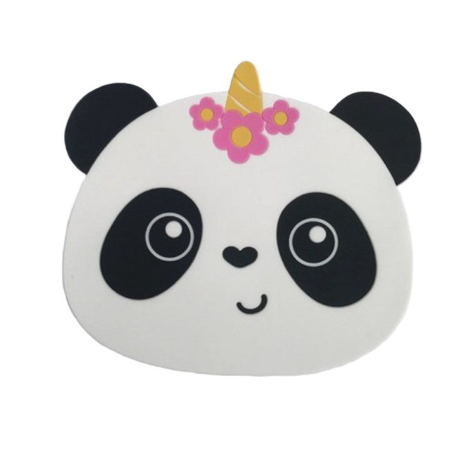 Suport pentru Pahar si Cana, Model Urs Panda, Protectie Termica si Anti-Alunecare, PVC Moale, 18.5x16 cm, Alb/Negru