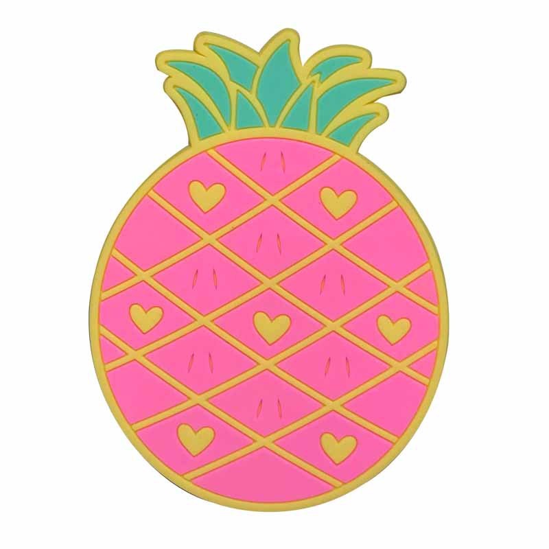 Suport pentru Pahar, Model Ananas, Protectie Termica si Anti-Alunecare, PVC Moale, 10 cm, Roz