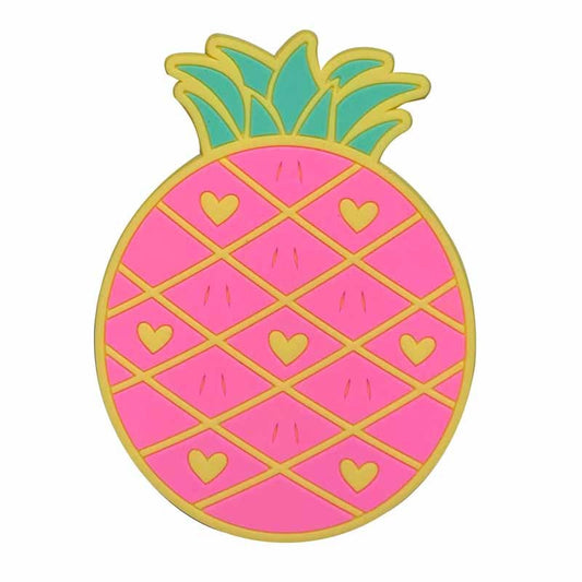 Suport pentru Pahar, Model Ananas, Protectie Termica si Anti-Alunecare, PVC Moale, 10 cm, Roz