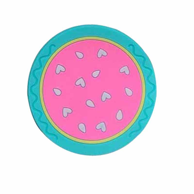 Suport pentru Pahar, Model Pepene, Protectie Termica si Anti-alunecare, PVC Moale, Diametru 10 cm, Verde/Roz