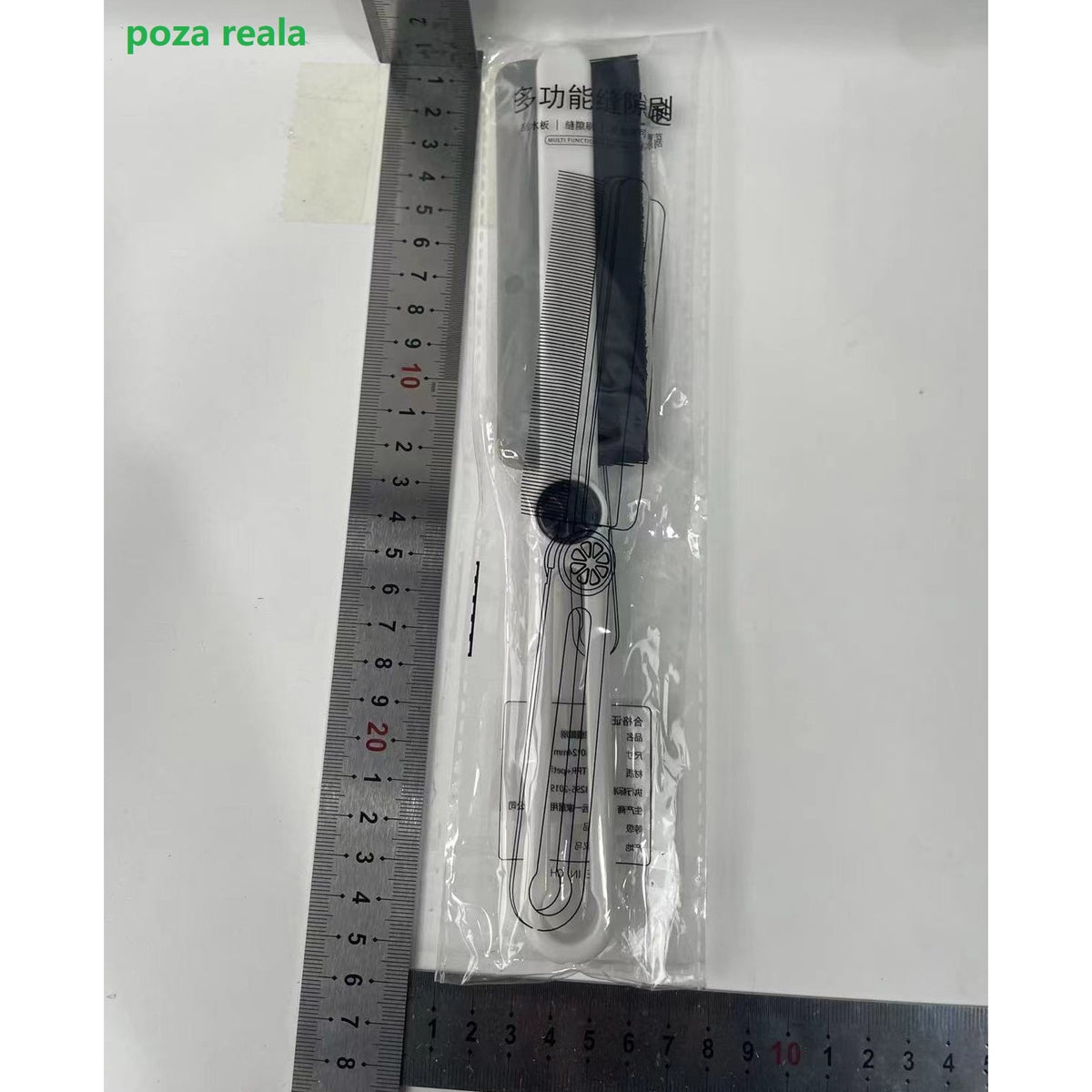 Perie de Curatare Multifunctionala cu Stergator, Cap Flexibil Rotativ la 25 Grade pentru Rosturi si Spatii Inaccesibile, ABS si TPR, 24.7 x 4.5 cm, Alb