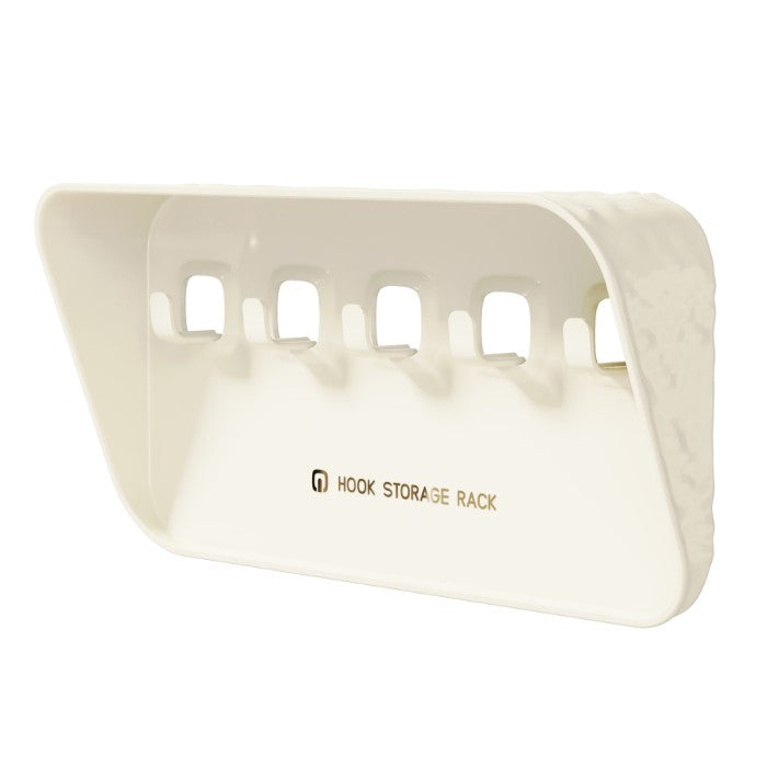 Raft de Depozitare cu Cârlig, Organizator pentru Chei și Bijuterii, Montare pe Perete fără Găurire, Design Modern Aspect de Gheață, Material PET, 20.3 x 4.6 x 10.3 cm, Alb