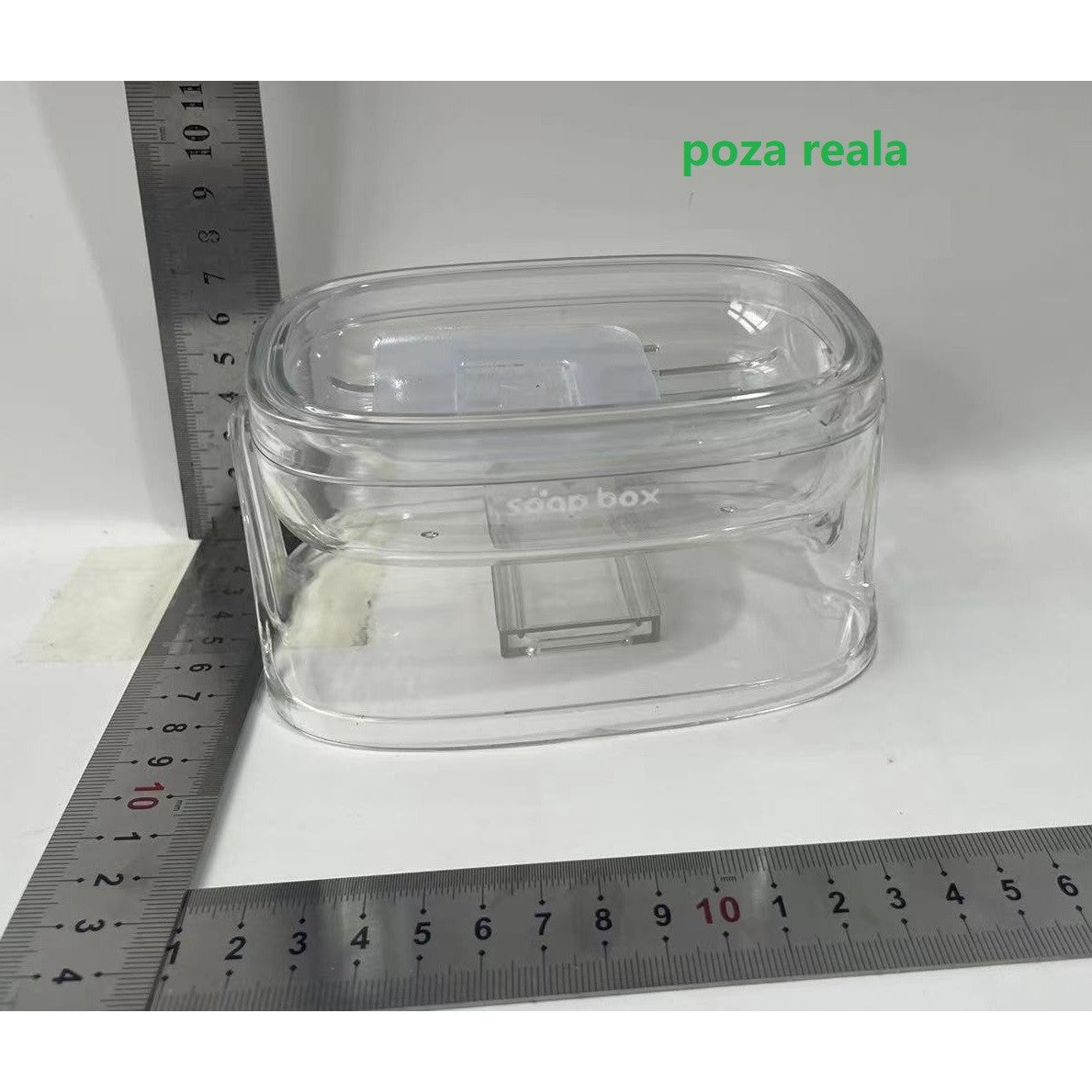 Savoniera Cu Suport 2 In 1, Montare Pe Perete Fara Gaurire Sau Pe Blat, Sistem De Scurgere Rapida, Material PET Si Sticla, Argintiu Transparent