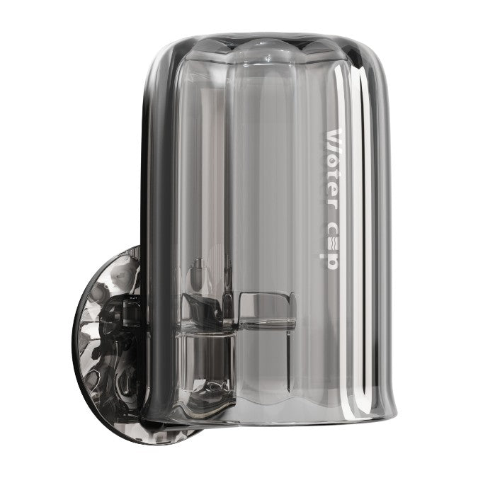 Suport Multifunctional 2 in 1 pentru Periuta si Pasta de Dinti, Pahar Baie cu Montare pe Perete fara Gaurire, PET si ABS, 10.4 x 7.3 x 7.3 cm, Gri