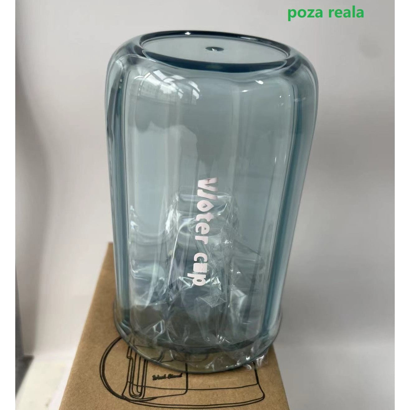 Suport Multifunctional 2 in 1, Pahar si Suport Periuta de Dinti cu Montare Autoadeziva, Organizator Baie fara Gaurire, PET si ABS, 10.4 x 7.3 x 7.3 cm, Albastru