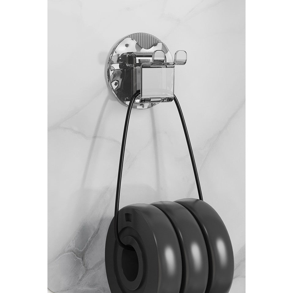Suport Multifunctional 2 in 1, Pahar si Suport Periuta de Dinti cu Montare Autoadeziva, Organizator Baie fara Gaurire, PET si ABS, 10.4 x 7.3 x 7.3 cm, Albastru