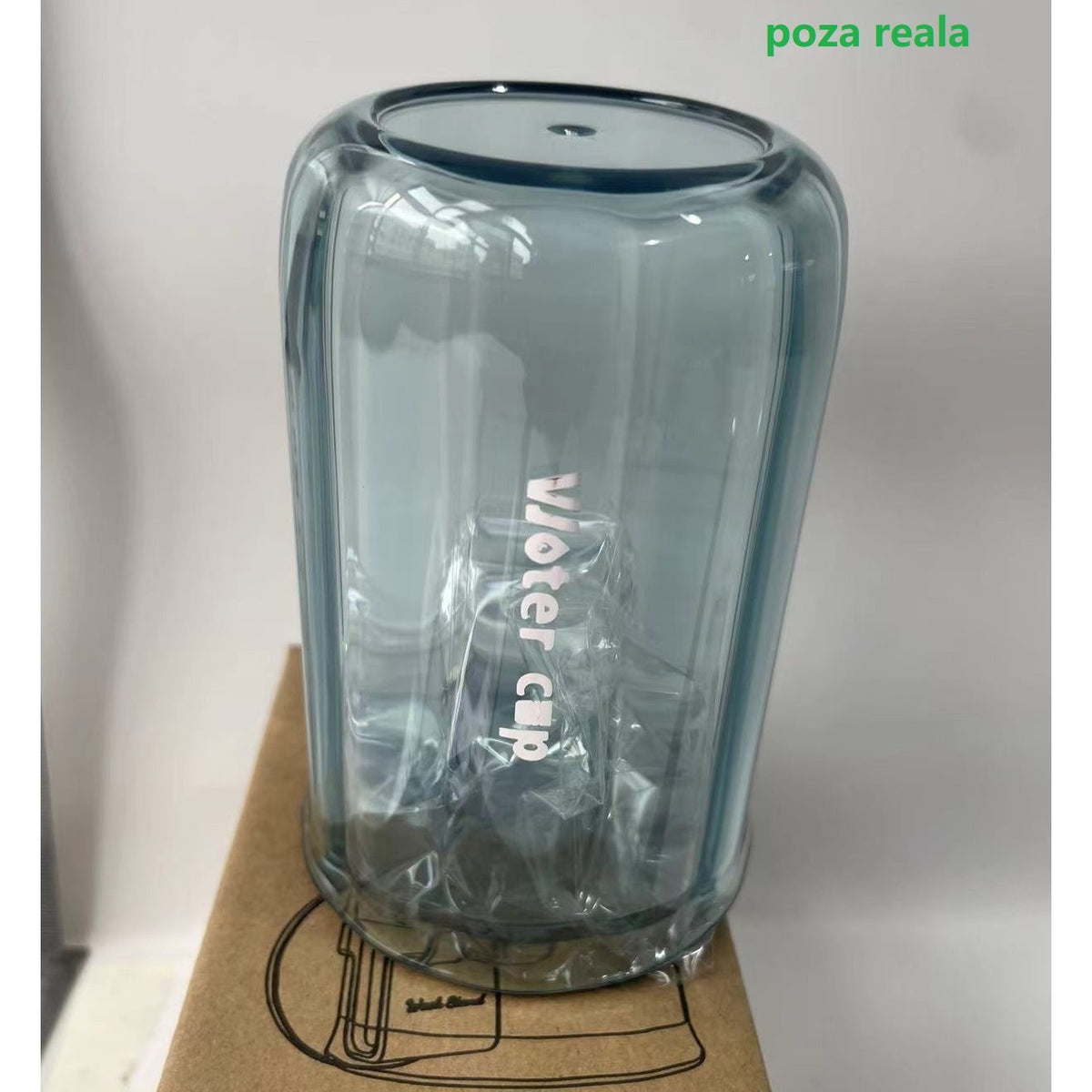 Suport Multifunctional 2 in 1, Pahar si Suport Periuta de Dinti cu Montare Autoadeziva, Organizator Baie fara Gaurire, PET si ABS, 10.4 x 7.3 x 7.3 cm, Albastru